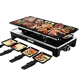 CUSIMAX Raclette Grill Electric Grill Table Portable 2 in 1...